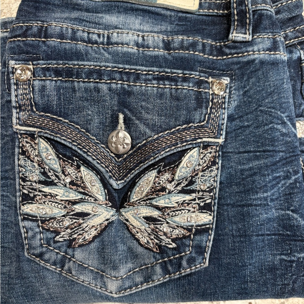 Miss Me Navy Embroidered Jeans